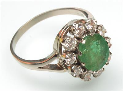 Smaragd-Brillant Ring - Schmuck und Uhren