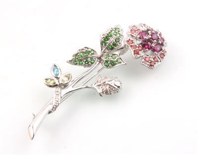 Blumenbrosche zus. 2,55 ct - Schmuck und Uhren