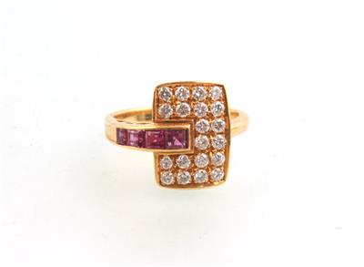 Brillant Rubin Ring zus. ca. 0,55 ct - Klenoty