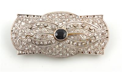 Diamant Saphir Brosche - Schmuck und Uhren