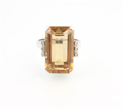Citrin Diamantring zus. ca. 10,95 ct - Jewellery and watches