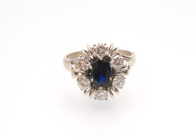 Saphir Brillantring zus. ca. 1,55 ct - Schmuck und Uhren