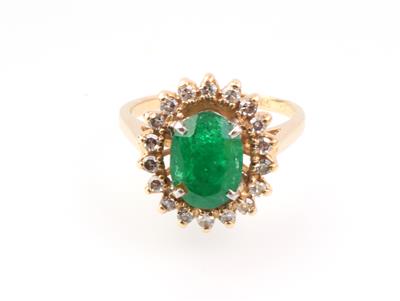 Smaragd Diamant Ring zus. ca.1,70 ct - Klenoty a náramkové