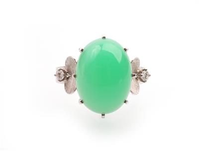 Chrysopras Brillant Ring - Schmuck und Uhren