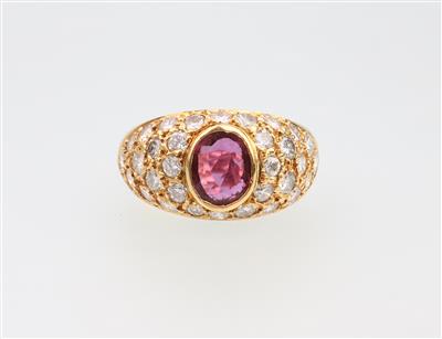 Brillant Rubin Ring zus. ca. 1,60 ct - Schmuck und Uhren