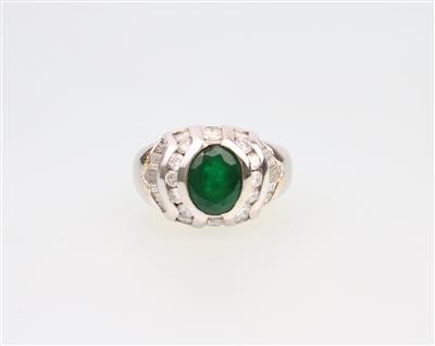 Brillant Diamant Smaragdring zus. ca. 1,20 ct - Klenoty a náramkové