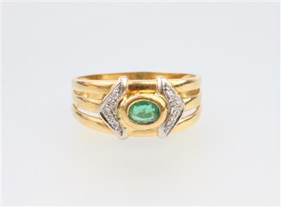 Smaragd Diamant Ring - Klenoty a Hodinky
