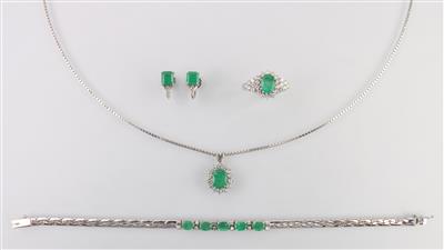Smaragd Diamant Schmuckgarnitur - Schmuck und Uhren
