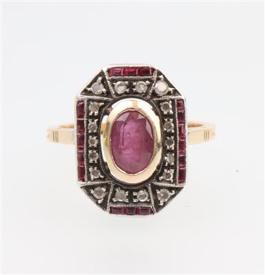 Diamant Rubin Ring - Schmuck und Uhren