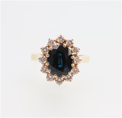 Saphir Brillantring zus ca 0,53 ct - Klenoty a Hodinky