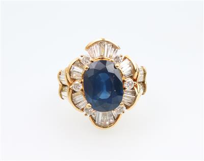 Saphir Brillant Diamant Ring - Schmuck und Uhren