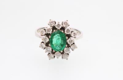 Brillant Smaragd Ring - Vánoční aukce - Stříbro, sklo, porcelán, Moderní umění grafika, koberce