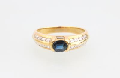 Saphir Diamant Ring - Vánoční aukce - Stříbro, sklo, porcelán, Moderní umění grafika, koberce