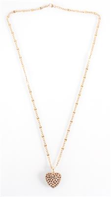 Diamant/Saphir Herzanhänger an Halskette - Arte, antiquariato e gioielli
