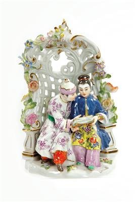 Asiatisches Paar unter Blumenpavillon - Antiques, art and jewellery