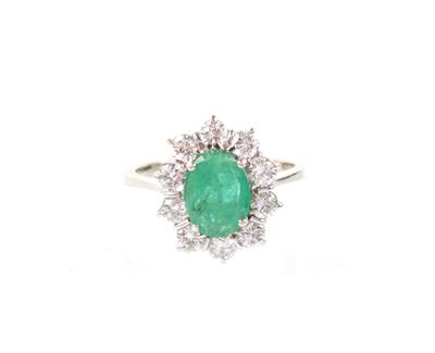 Smaragd Brillant Ring zus. ca.2 ct - Kunst, Antiquitäten und Schmuck