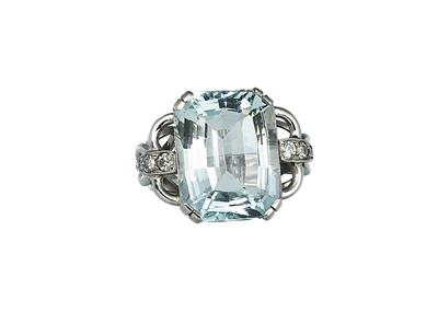 Aquamarin/Diamant-Damenring - Antiques, art and jewellery