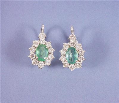 Brillant Smaragdohrgehänge - Arte, antiquariato e gioielli