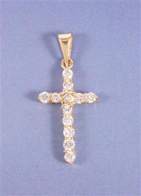 Brillantkreuz zus. ca. 0,60 ct - Kunst, Antiquitäten und Schmuck