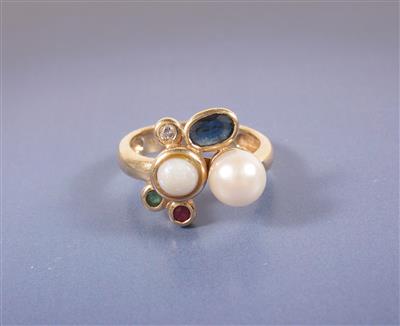 Brillant/Farbstein-Ring - Umění, starožitnosti, šperky
