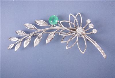 Brillant/Diamant Smaragdbrosche - Jewellery