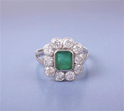 Brillant/Smaragd Damenring - Klenoty
