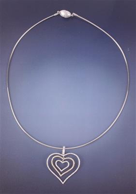 Brillantherzanhänger ca. 1,0 ct an Schlangenfassonhalskette - Jewellery
