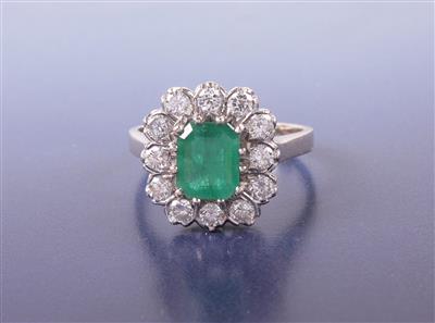 Brillant/Smaragd Damenring - Jewellery
