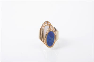 Brillant/Lapislazuli/Perlmutt Ring - Klenoty, umění a starožitnosti