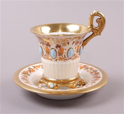 Biedermeier Kaffeetasse mit Untertasse - Jewellery, antiques and art