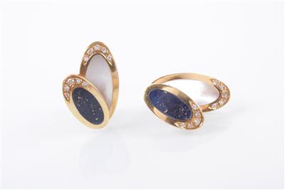 Diamant/Lapilazuli/Perlmutt Ohrclipse - Jewellery, Works of Art and art