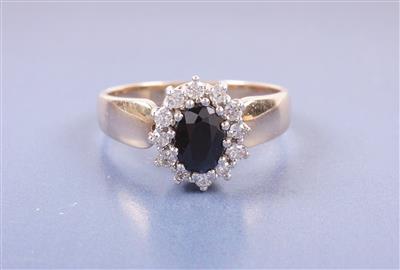 Brillant/Saphirring zus. ca. 0,25 ct - Klenoty, umění a starožitnosti