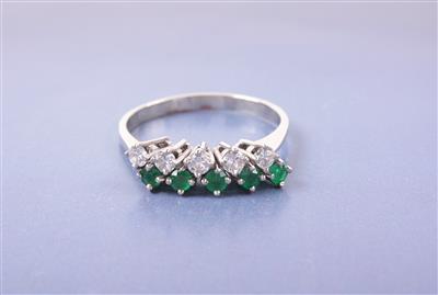 Brillant/Smaragdring zus. ca 0,25 ct - Gioielli, arte e antiquariato