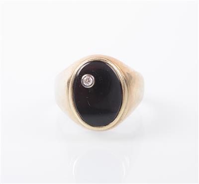 Brillant/Onyx Herrenring - Schmuck, Kunst & Antiquitäten