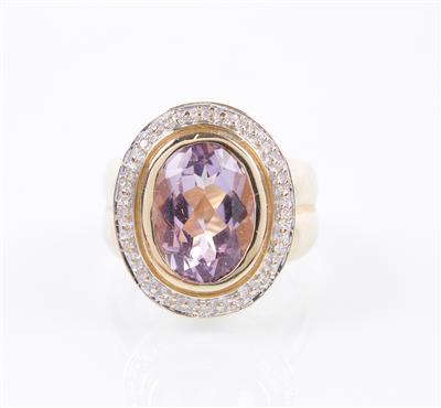 Amethyst/Diamantdamenring - Klenoty, umění a starožitnosti