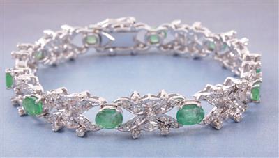 Diamant/Smaragd-Armkette - Gioielli, arte e antiquariato
