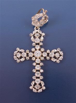 Altschliffbrillant/DiamantKreuz zus. ca. 2,80 ct - Watches and jewellery