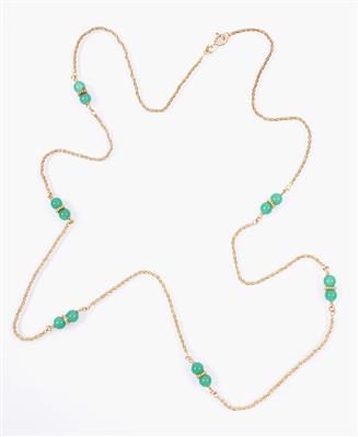 Halskette mit grün gebeiztem Achat - Schmuck, Kunst & Antiquitäten