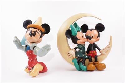 2 Walt Disney-Comicfiguren "Mickey und Minnie Mouse auf dem Mond" - Gioielli, arte e antiquariato