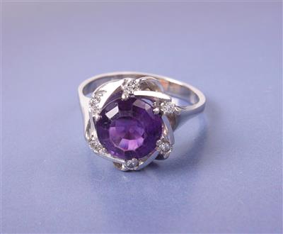 Brillant/Amethyst Damenring - Gioielli, arte e antiquariato