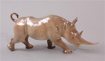 "Nashorn" (Rhinozeros), deutsches Porzellan, Marke Goebel, - Porcelain, glass and ceramics