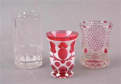 3 verschiedene Gläser des 19. Jahrunderts - Porzellan, Glas und Keramik