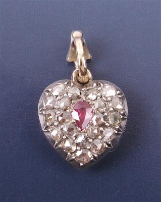 Medailon "Herz" Diamantrauten zus. ca.0,50 ct - Jewellery, Works of Art and art