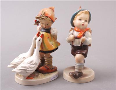 2 Hummelfiguren, "Gänseliesl/Schulschwänzer", - Schmuck, Kunst & Antiquitäten