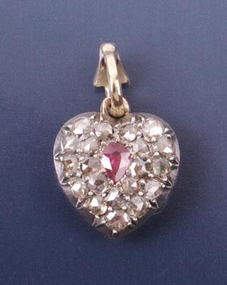Medailon "Herz" Diamantrauten zus. ca.0,50 ct - Jewellery, Works of Art and art