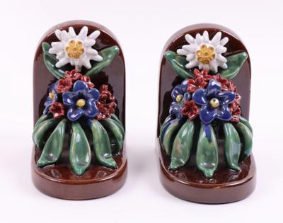 Paar Buchstützen, alpenländische Keramik "Liezen" - Jewellery, Works of Art and art