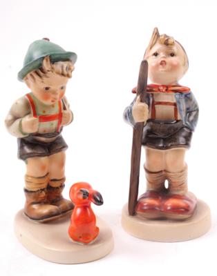 2 Hummelfiguren, "Jägerlein/ Hans im Glück", - Klenoty, umění a starožitnosti