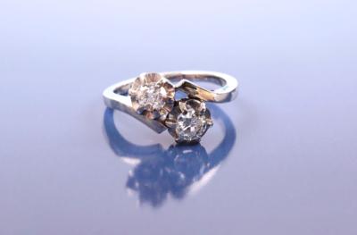 Altschliffbrillantdamenring zus. ca. 0,70 ct - Klenoty a Hodinky