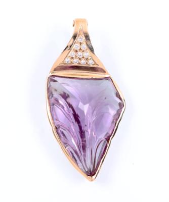 Brillanten ca. 0,18 ct Amethyst geschnitten-Anhänger - Klenoty, umění a starožitnosti