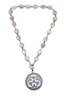 Diamant 1,50 ct, Anhänger mit Labratorit Halskette - Klenoty, umění a starožitnosti